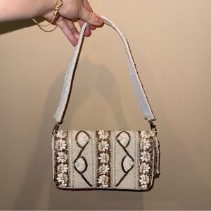 Studio 12 Beaded Shoulder Bag, Beaded Purse, used once, shoulder purse, white